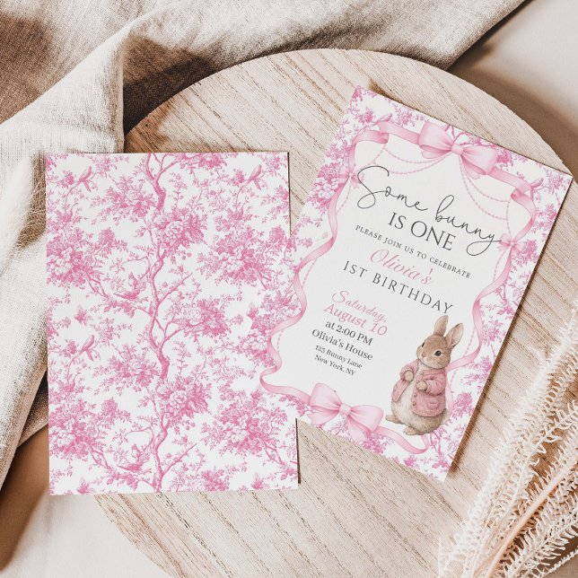Some Bunny Is One Girl  1st Birthday Invitation Inbjudningar (Skapare uppladdad)