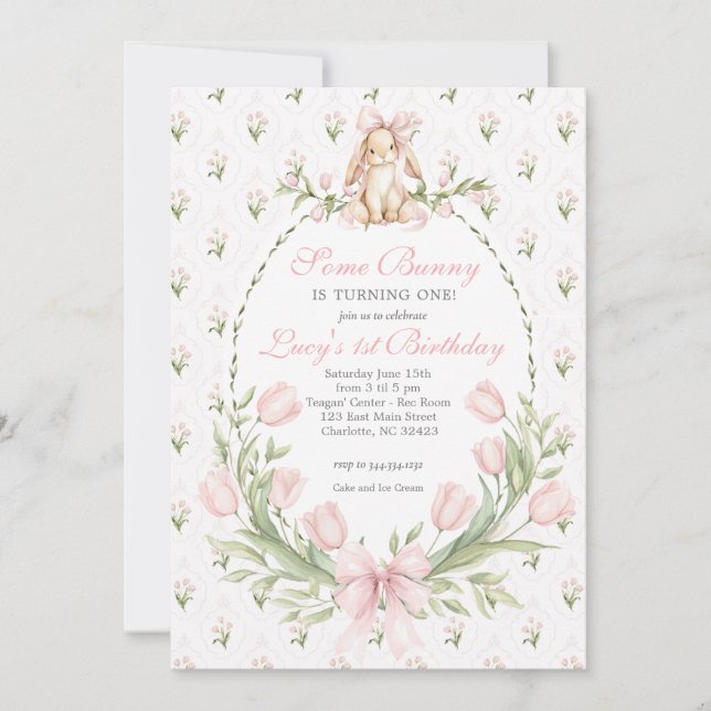 Some Bunny is One Invitation, Bunny Birthday Inbjudningar (Framsida)