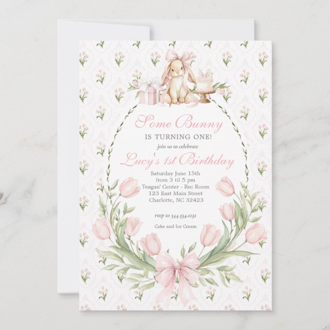 Some Bunny is One Invitation, Bunny Birthday Inbjudningar (Framsida)