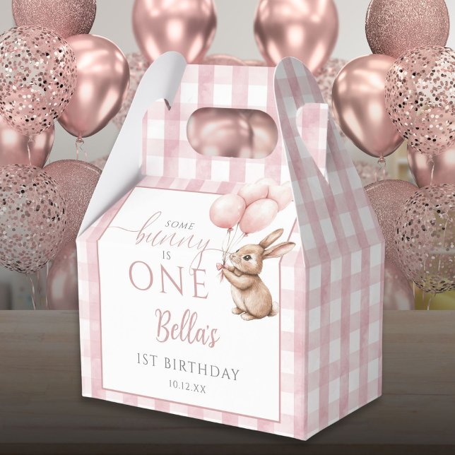 Some Bunny Is One Pink Balloons 1st Birthday Presentaskar (Some Bunny Is One Pink Balloons 1st Birthday Favor Boxes)