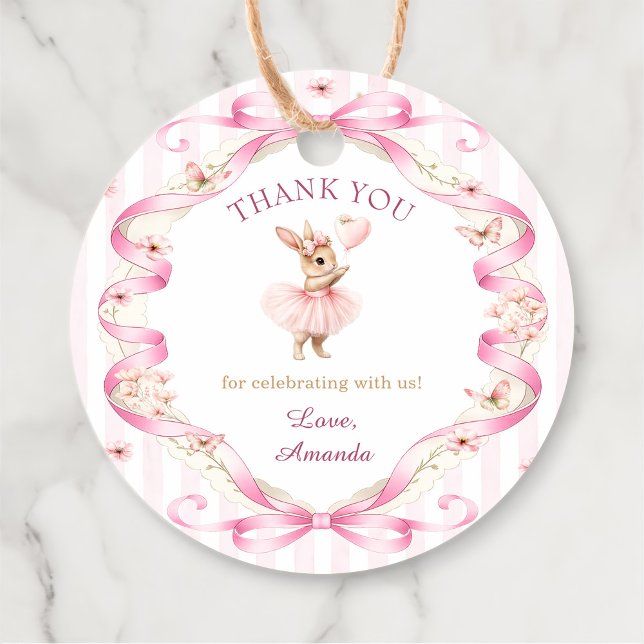 Some Bunny is One Pink Bow Gingham 1st Birthday Gåvor Etiketter (Skapare uppladdad)
