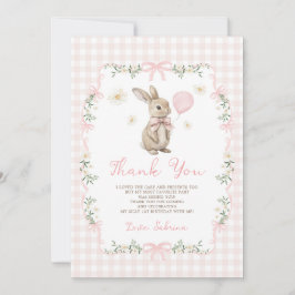 Some Bunny is One: Pink Bow Rabbit Girl Birthday Tack Kort