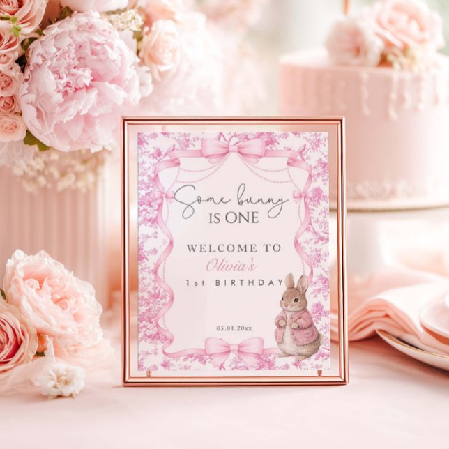 Some Bunny Is One Rosa Toalett Födelsedags Välkoms Poster (Skapare uppladdad)