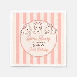 Some Bunny is Turning 1 Pink Easter Girl Birthday Pappersservett
