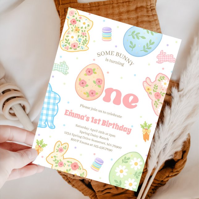 Some Bunny is Turning One Pastel Birthday Inbjudningar (Skapare uppladdad)