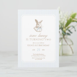 Some Bunny Is Turning Two Blue Vintage Birthday Inbjudningar