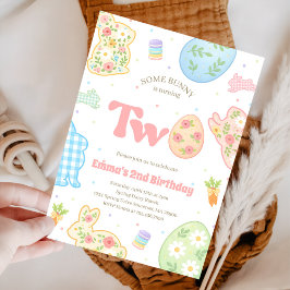 Some Bunny is Turning Two Pastel Birthday Inbjudningar