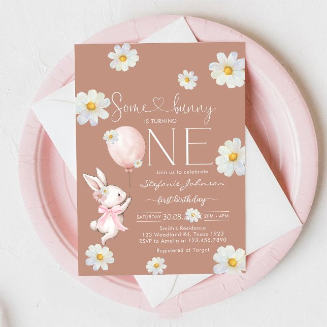 Some Bunny Little Bunny First 1st Birthday  Inbjudningar (Skapare uppladdad)