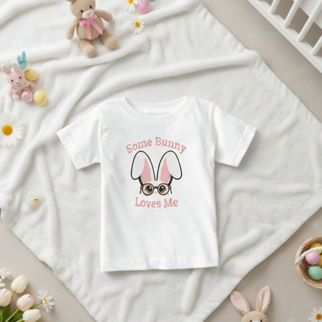 Some Bunny Loves Me Baby Boy Easter Outfit T-Shirt (Realistic view of the Some Bunny Loves Me baby t-shirt perfect for Easter 2026!)