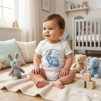 Some Bunny Loves Me Floral Blue Victorian Vintage T Shirt