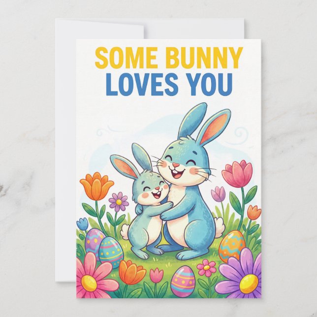 Some Bunny Loves You Cute Easter Bunny Card Julkort (Framsida)