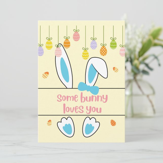 Some bunny loves you | Funny Easter Pun Kort (Stående Fram)