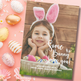 Some Bunny Loves You Happy Photo Pascua Inbjudningar