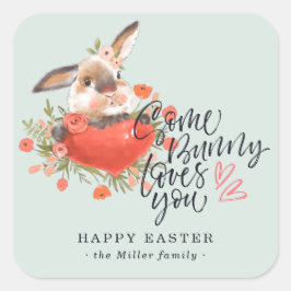 Some Bunny Loves You | Påskharens hjärta Fyrkantigt Klistermärke