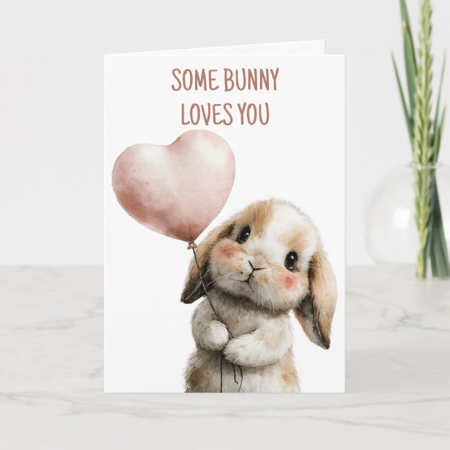 Some Bunny Loves You with Heart Balloon Kort (Framsida)