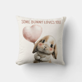 Some Bunny Loves You with Heart Balloon Kudde