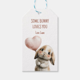 Some Bunny Loves You with Heart Balloon Presentetikett