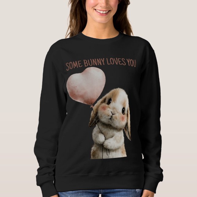 Some Bunny Loves You with Heart Balloon T Shirt (Framsida)