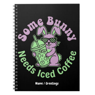 Some Bunny Needs Iced Coffee Retro Spring Easter  Anteckningsbok