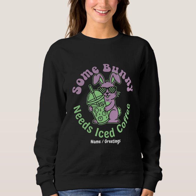  Some Bunny Needs Iced Coffee Retro Spring Easter  T Shirt (Framsida)