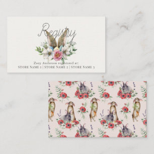 Some Bunny Öron Blommig Rosa Presentregister Tilläggskort