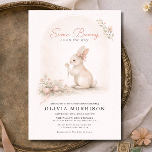 Some Bunny Pink Coquette Bow Baby Shower Inbjudningar