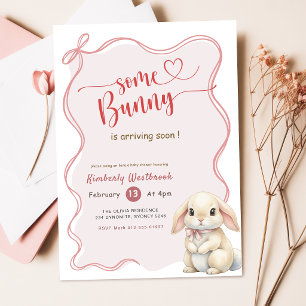Some Bunny Rosa Båge Baby Shower Inbjudningar