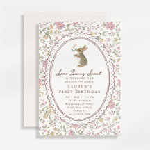 Some Bunny Sweet Floral Kanin Första Födelsedag