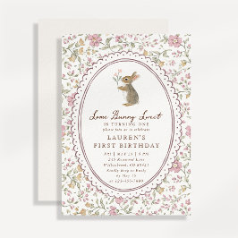 Some Bunny Sweet Floral Kanin Första Födelsedag Inbjudningar