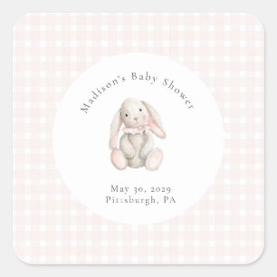 Some Bunny Sweet Pink Baby Shower Fyrkantigt Klistermärke