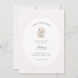 Some Bunny Sweet Rosa Baby Shower Save the Date Inbjudningar