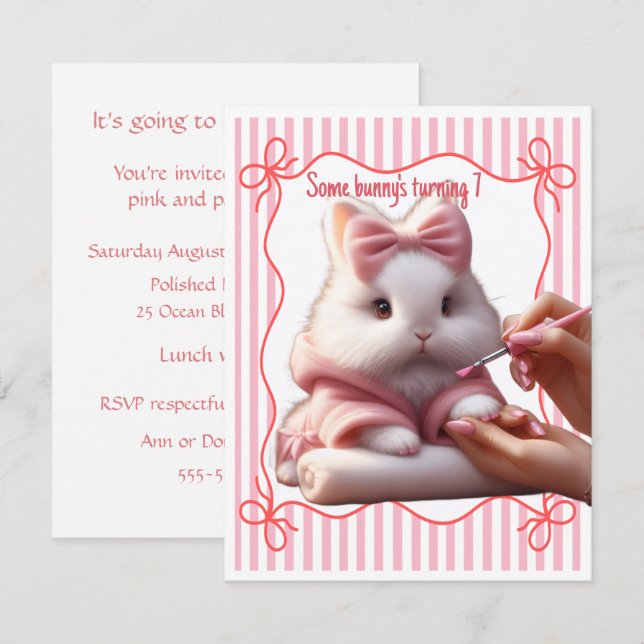 Some Bunny's Birthday Digital nedladdningsbar inbj Inbjudningar (Fram/baksida)