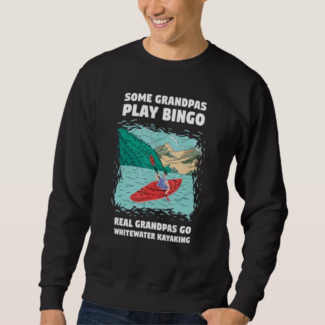 Some Grandpa Play Bingo Real Grandpas Go Whitewate Lång Ärmad Tröja (Framsida)