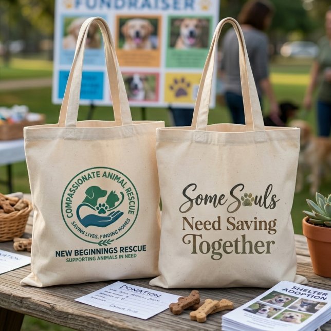 Some själar behöver räddas tillsammans - Räddnings Tygkasse (Check out these cute animal rescue tote bags for your favorite fundraiser!)