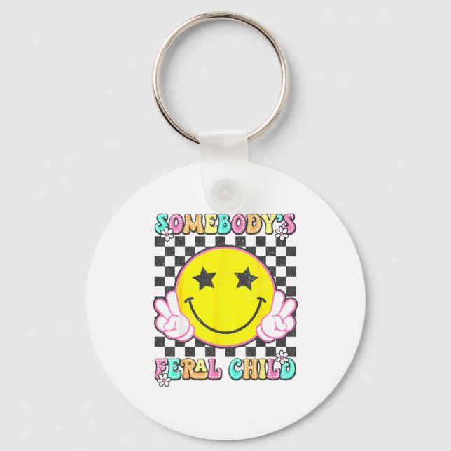 Somebody's Feral Child Toddler Girl And Boy Funny  Nyckelring (Framsida)