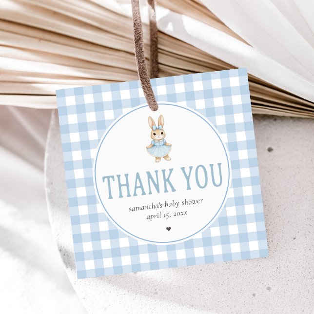 Somebunny Baby Shower Gåvor Etiketter (Gingham Little Bunny Baby Shower Favor Tags)