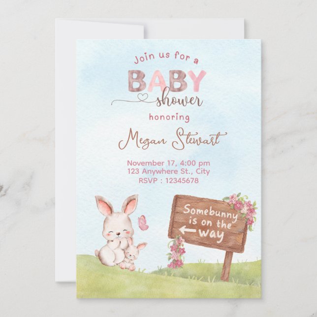 SomeBunny baby shower inbjudan (Framsida)