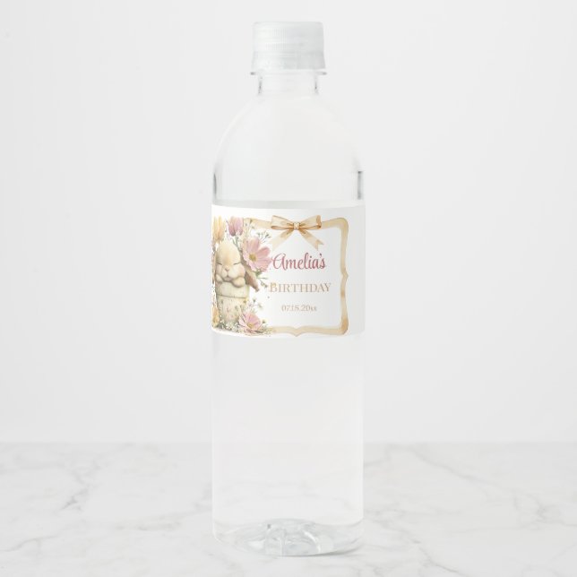 Somebunny is Turning One Food & Beverage Label Vattenflaskor Etikett (Framsida)