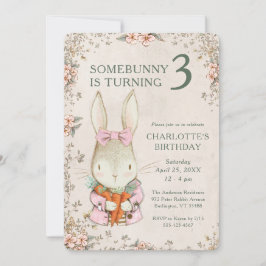 Somebunny is Turning Three 3rd Birthday Invitation Inbjudningar