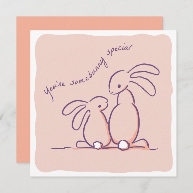 Somebunny Special - rabbit Valentine Julkort (Fram/baksida)