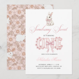 Somebunny Sweet 1st Birthday Spring Floral Invitat Inbjudningar