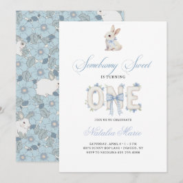 Somebunny Sweet 1st Birthday Spring Floral Invitat Inbjudningar
