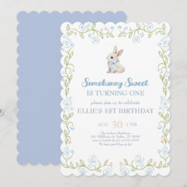 Somebunny Sweet Bunny 1st Birthday Spring Floral I Inbjudningar