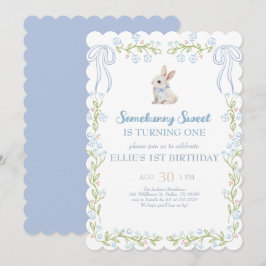 Somebunny Sweet Bunny 1st Birthday Spring Floral I Inbjudningar