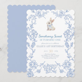 Somebunny Sweet Bunny 1st Birthday Spring Floral I Inbjudningar