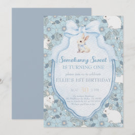 Somebunny Sweet Bunny 1st Birthday Spring Floral I Inbjudningar