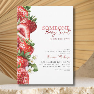 Someone Berry Sweet Mjuk Jordgubbs Baby Shower Inbjudningar