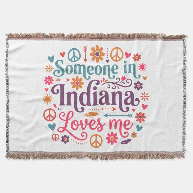 Someone in Indiana Loves Me Boho Hippie Design Filt (Framsidan)
