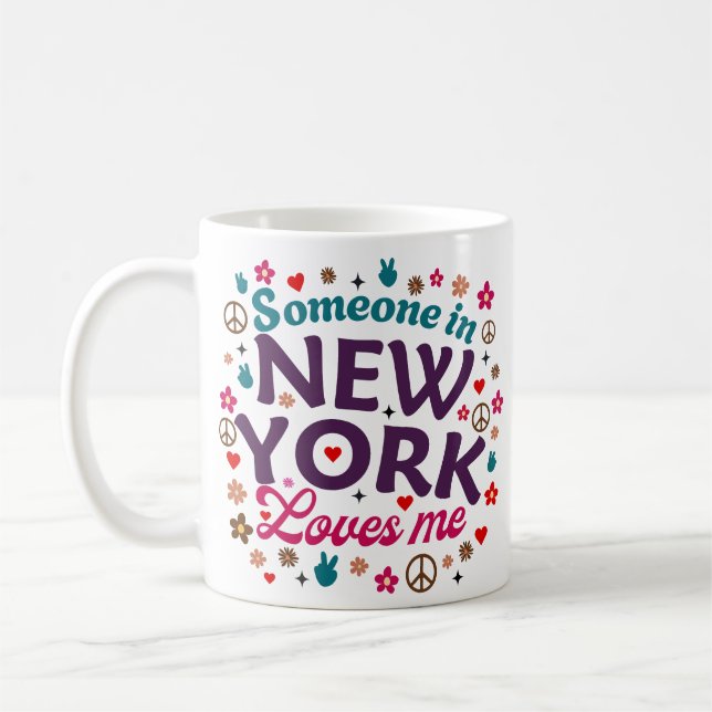 Someone in New York Loves Me Retro Funny Design Kaffemugg (Vänster)