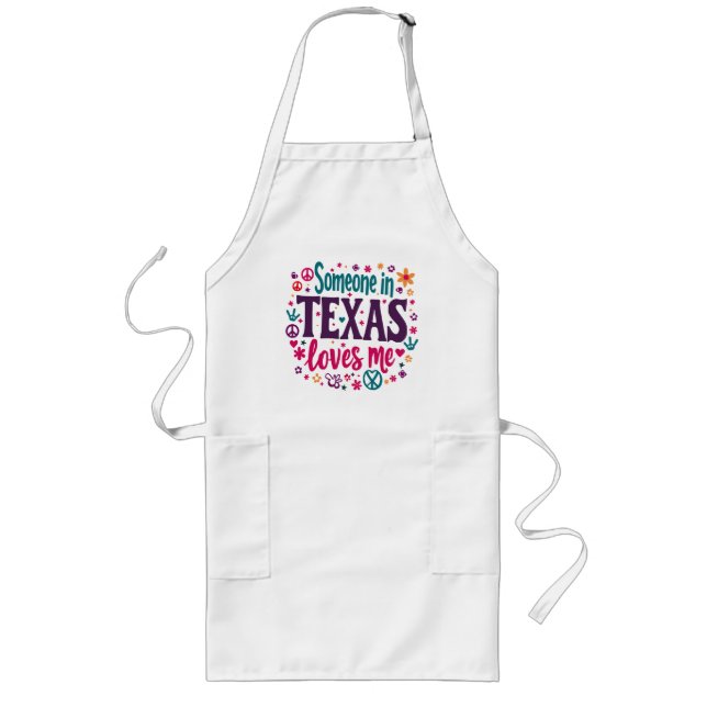 Someone in Texas Love Me - Retro Texas Hippie Art Långt Förkläde (Framsidan)